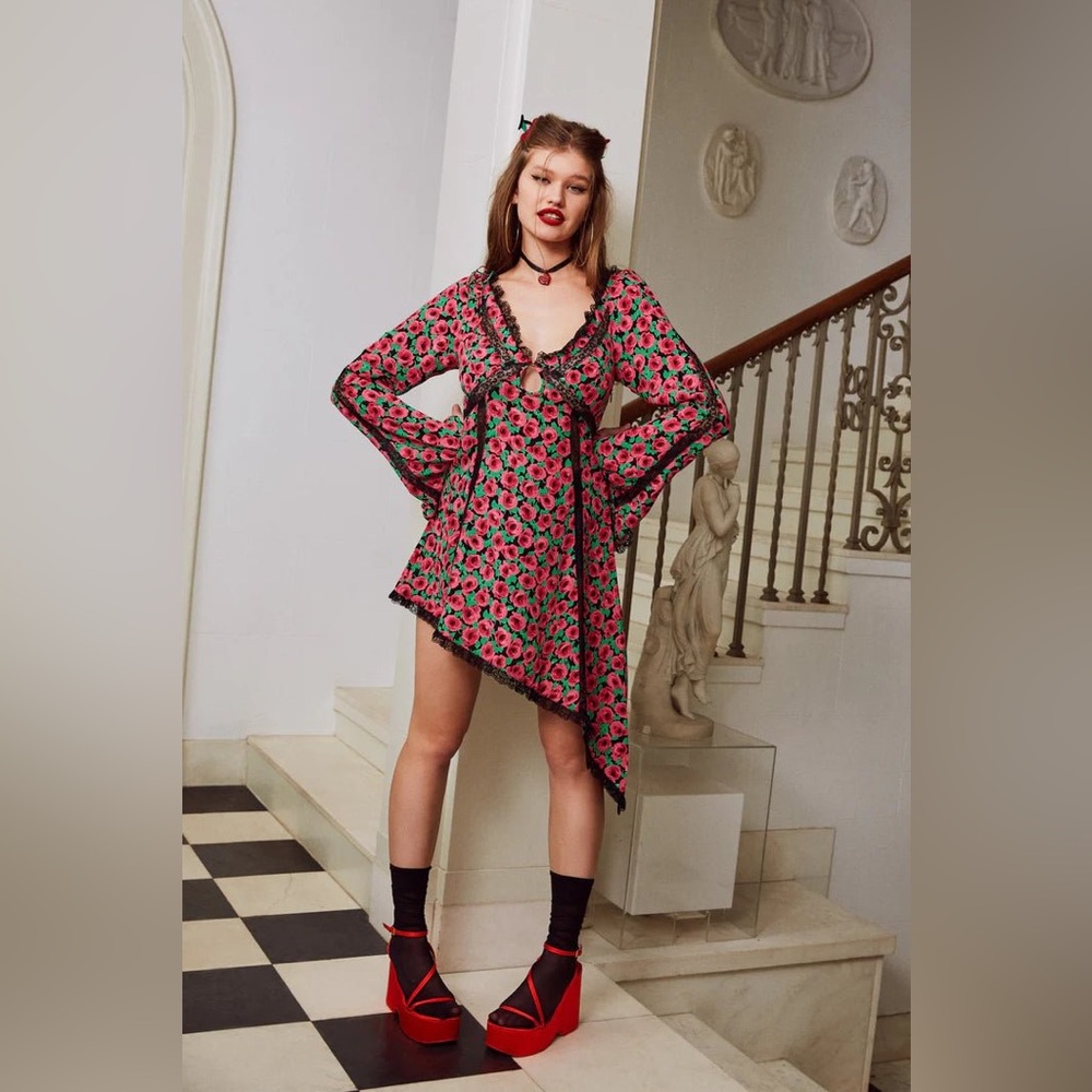 For Love& Lemons Brunello Asymmetrical Dress Size XS NWT - Picture 6 of 10
